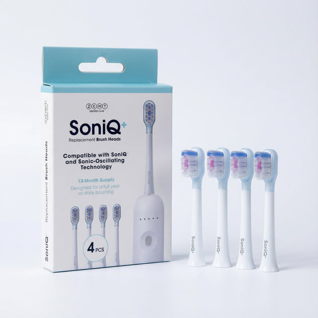 ZENT SoniQ+ Replacement tips for sonic-rotary toothbrush – Set of 4 pieces for 12 months