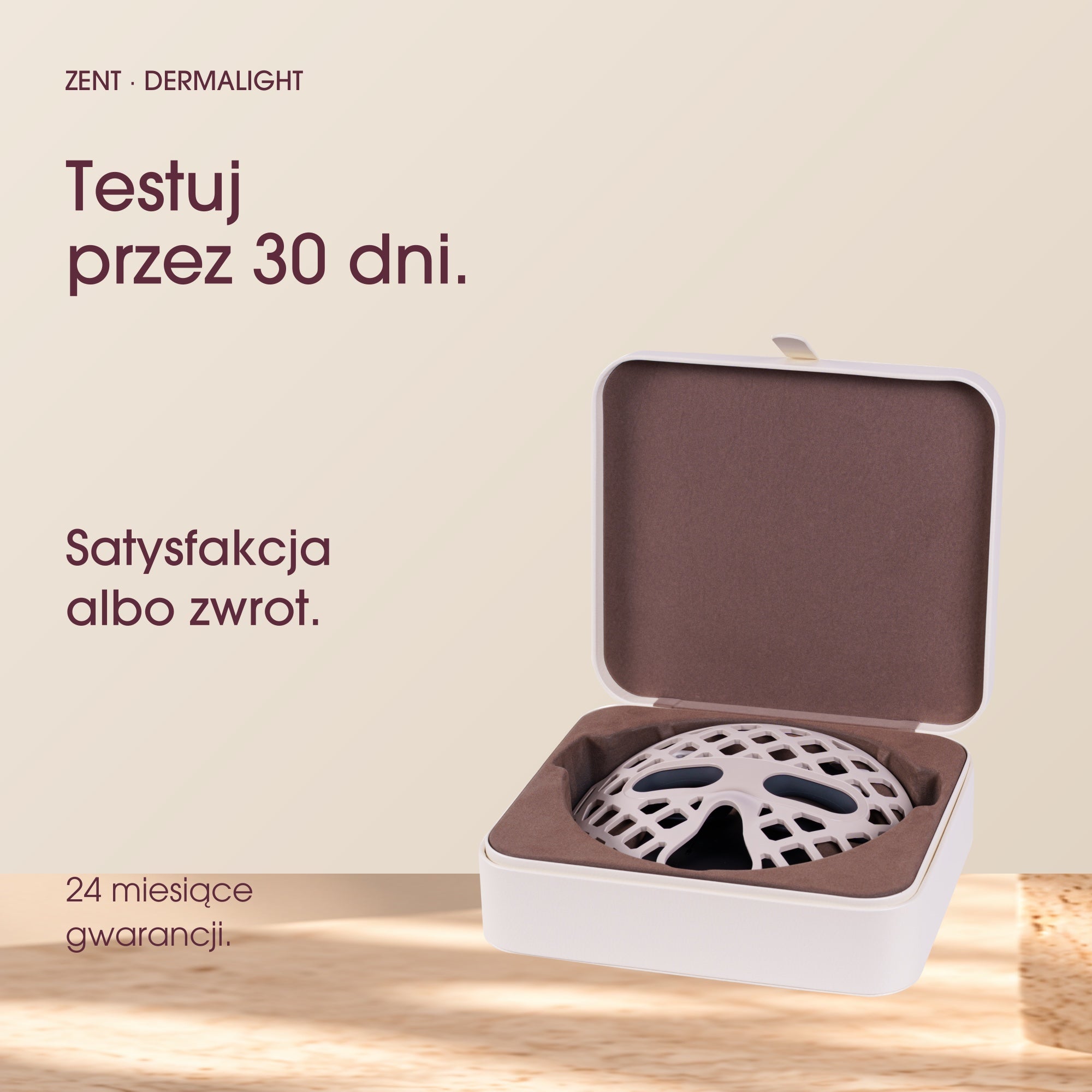 DermaLight w etui. Testuj przez 30 dni. Satysfakcja albo zwrot. 24 miesiące gwarancji.