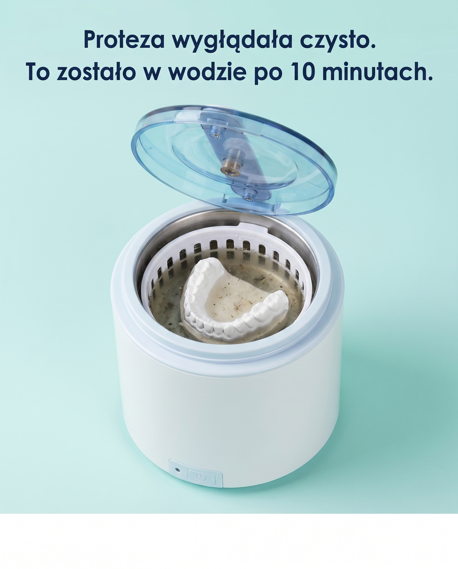 Myjka ultradźwiękowa ZENT SoniQWave na jasnym, miętowym tle